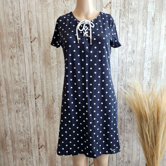 Women's Tommy Hilfiger Dress, Navy, White Polka Dot, Size SP - Picture 1 of 6